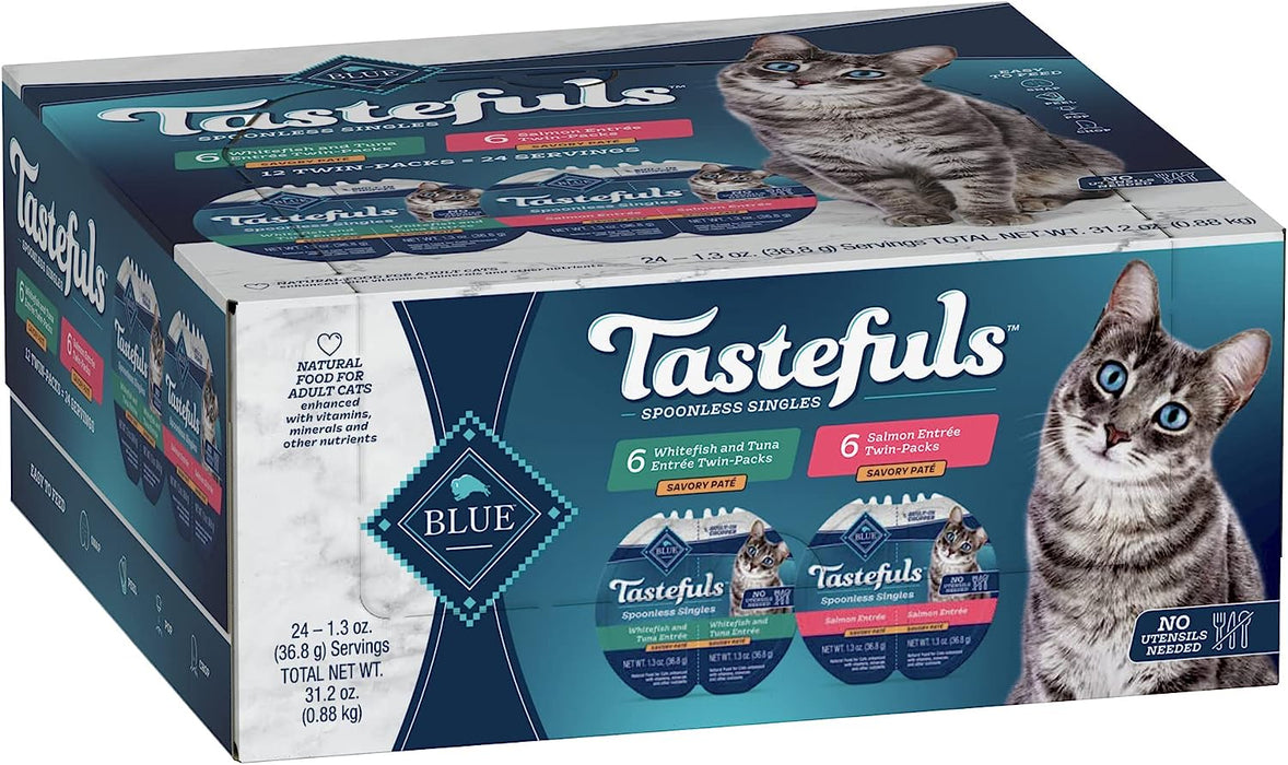 Photo of Blue Buffalo-Blue Buffalo Tastefuls Spoonless Singles Adult Cat Canned Food-Variety Pack (White Fish, Tuna, & Salmon)-(2.6 oz) [12 count]-from Pet Wish Pros