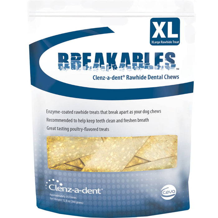 Photo of Ceva Animal Health-Breakables Clenz-a-dent Rawhide Chews-X-Large-15 count-from Pet Wish Pros