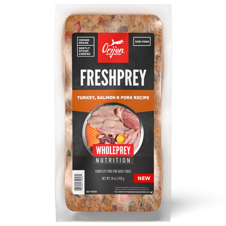 Photo of Champion Petfoods-ORIJEN FreshPrey Frozen Dog Food Without Grains-16 oz-Turkey, Salmon & Pork-from Pet Wish Pros