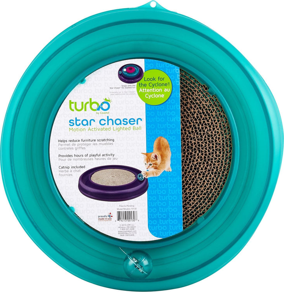 Bergan 70130 Turbo Star Chaser With Twinkle Ball Cat Toy, Assorted Color