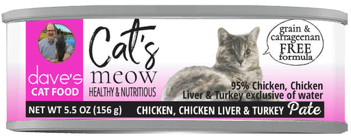 Photo of Dave's Pet Food-Cat's Meow 95% Limited Ingredient Diet Canned Cat Food-Chicken, Chicken Liver, & Turkey-(5.5 oz) [24 count]-from Pet Wish Pros