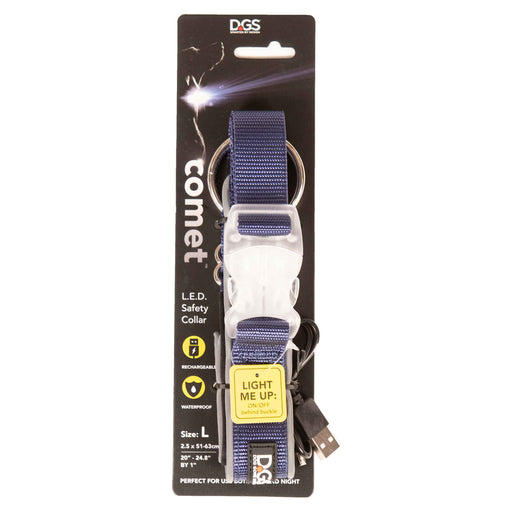 Photo of Dog Gone Smart-DGS Pet Products Comet Rechargeable Light Up Dog Collar-Navy-Large-from Pet Wish Pros