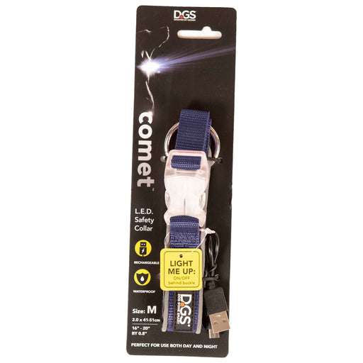 Photo of Dog Gone Smart-DGS Pet Products Comet Rechargeable Light Up Dog Collar-Navy-Medium-from Pet Wish Pros