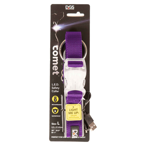 Photo of Dog Gone Smart-DGS Pet Products Comet Rechargeable Light Up Dog Collar-Purple-Large-from Pet Wish Pros