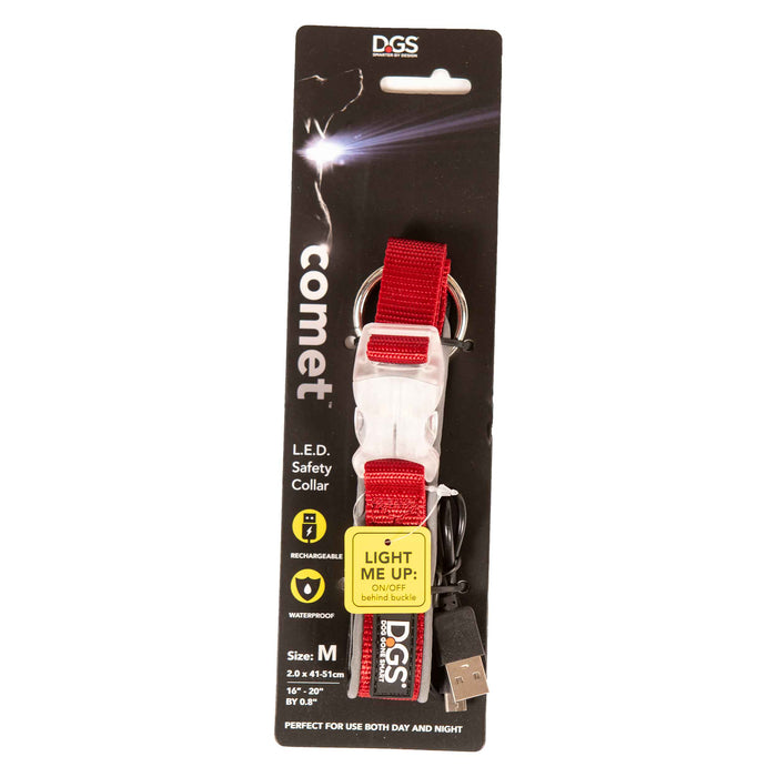 Photo of Dog Gone Smart-DGS Pet Products Comet Rechargeable Light Up Dog Collar-Red-Medium-from Pet Wish Pros