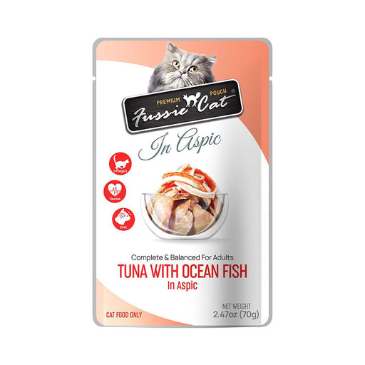 Photo of Fussie Cat-Fussie Cat Premium Formula Pouches In Aspic Cat Food-Tuna with Ocean Fish-(2.47 oz) [12 count]-from Pet Wish Pros