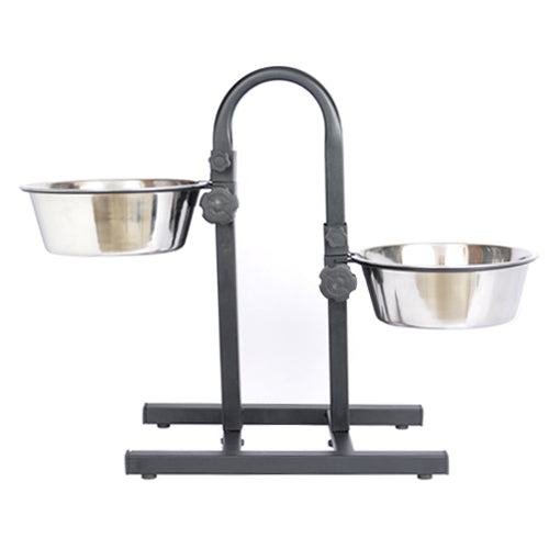 Photo of Iconic Pet-Adjustable Stainless Steel Pet Double Diner for Dog-U Design-12 cup-from Pet Wish Pros