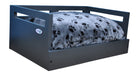 Photo of Iconic Pet-Sassy Paws Wooden Pet Bed with Paw Printed Comfy Cushion-Charcoal Gray-Small-from Pet Wish Pros