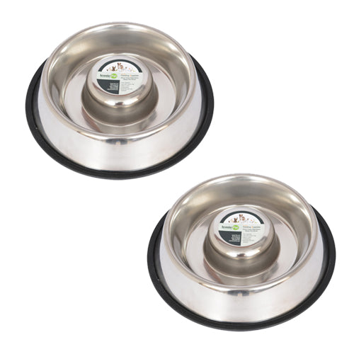 Photo of Iconic Pet-Slow Feed Stainless Steel Pet Bowl for Dog or Cat-Large-2 pack-from Pet Wish Pros