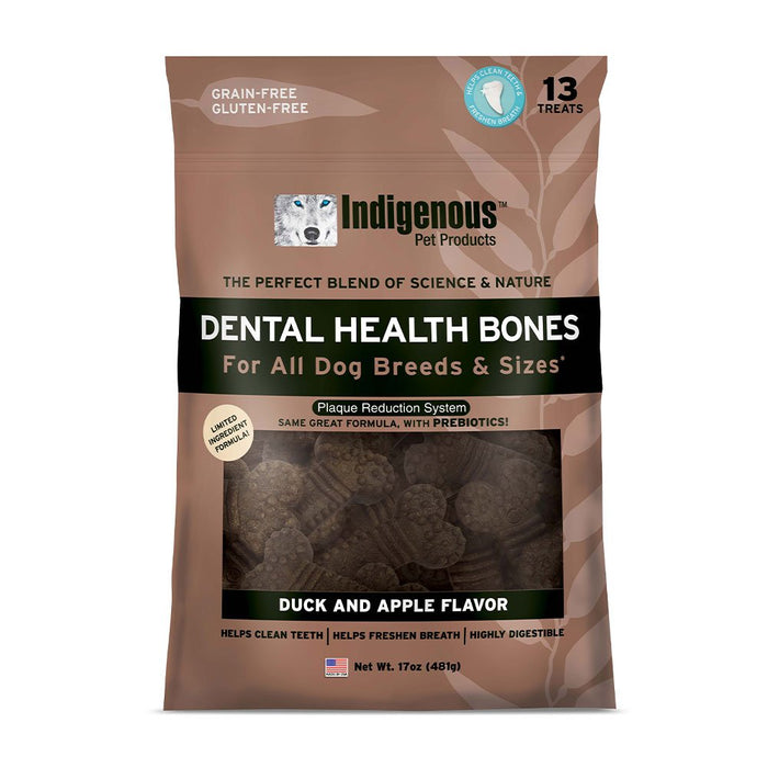 Photo of Indigenous Pet Products-Indigenous Grain-Free Dental Health Bones for Dogs-Duck & Apple-13 count-from Pet Wish Pros