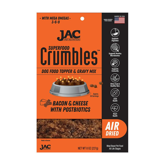 Photo of JAC Pet Nutrition-Air Dried Superfood Crumbles Dog Food Topper-Bacon & Cheese-8 oz-from Pet Wish Pros