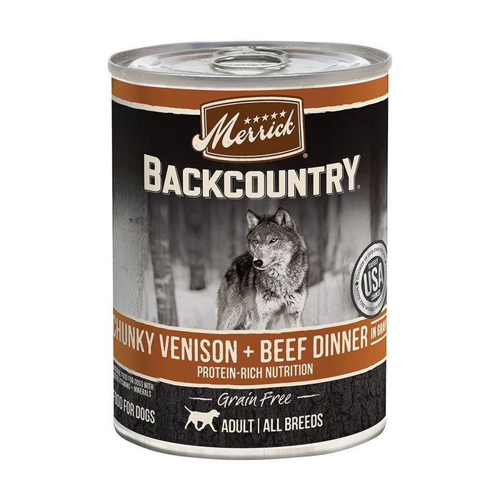 Photo of Merrick Pet Care-Merrick Backcountry Grain-Free Adult Canned Dog Food-Chunky Venison & Beef-(12.7 oz) [12 count]-from Pet Wish Pros