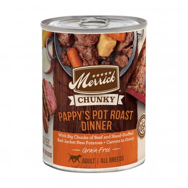 Photo of Merrick Pet Care-Merrick Chunky Grain-Free Adult Canned Dog Food-Pappy's Pot Roast-(12.7 oz) [12 count]-from Pet Wish Pros