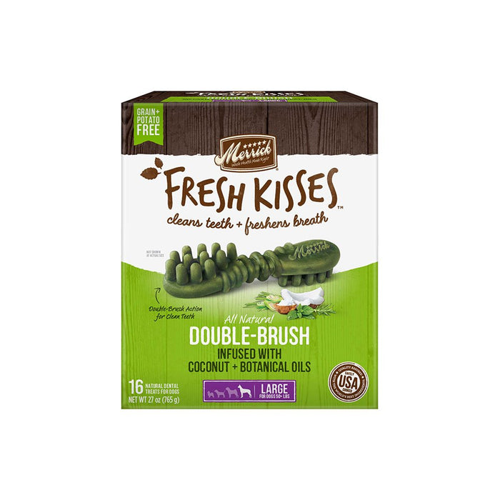 Photo of Merrick Pet Care-Merrick Fresh Kisses Double Brush Infused Dog Treats-Coconut and Botanical Oils-Large-16 count-from Pet Wish Pros