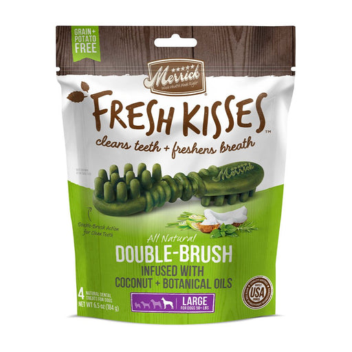 Photo of Merrick Pet Care-Merrick Fresh Kisses Double Brush Infused Dog Treats-Coconut and Botanical Oils-Large-4 count-from Pet Wish Pros