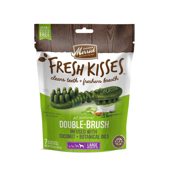 Photo of Merrick Pet Care-Merrick Fresh Kisses Double Brush Infused Dog Treats-Coconut and Botanical Oils-Large-7 count-from Pet Wish Pros