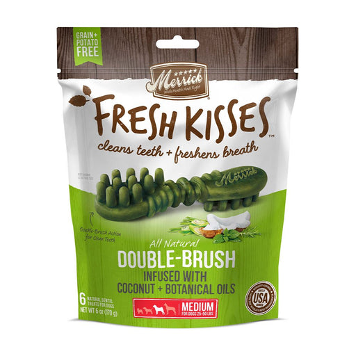 Photo of Merrick Pet Care-Merrick Fresh Kisses Double Brush Infused Dog Treats-Coconut and Botanical Oils-Medium-6 count-from Pet Wish Pros