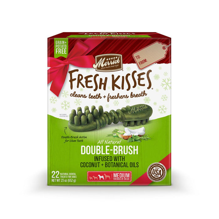 Photo of Merrick Pet Care-Merrick Fresh Kisses Double Brush Infused Dog Treats-Coconut and Botanical Oils-Medium Dog-22 count-from Pet Wish Pros