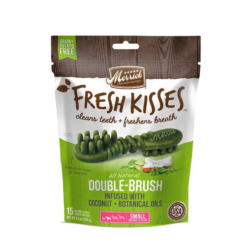 Photo of Merrick Pet Care-Merrick Fresh Kisses Double Brush Infused Dog Treats-Coconut and Botanical Oils-Small Chew-15 count-from Pet Wish Pros