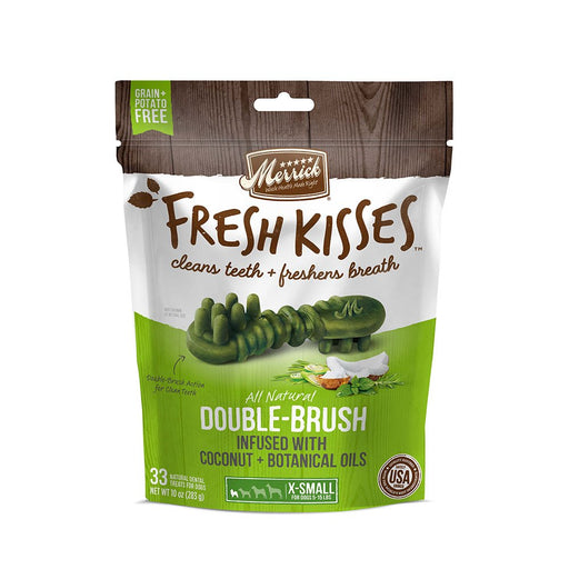 Photo of Merrick Pet Care-Merrick Fresh Kisses Double Brush Infused Dog Treats-Coconut and Botanical Oils-X-Small-33 count-from Pet Wish Pros