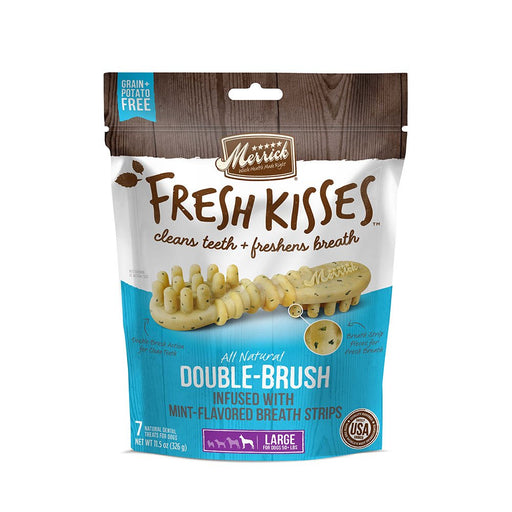 Photo of Merrick Pet Care-Merrick Fresh Kisses Double Brush Infused Dog Treats-Mint Breath Strip-Large-7 count-from Pet Wish Pros