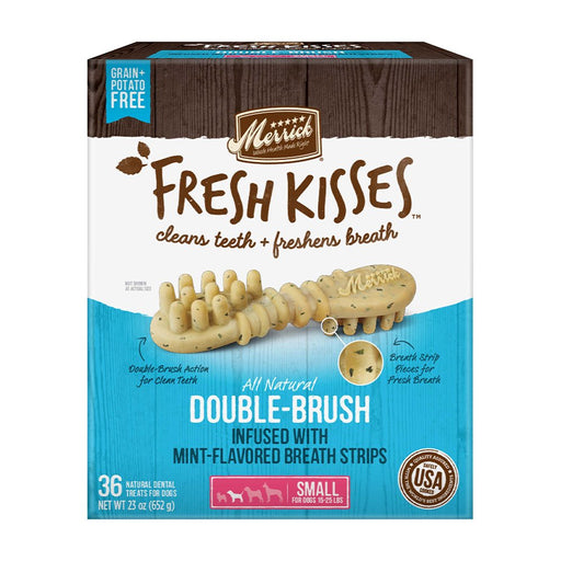 Photo of Merrick Pet Care-Merrick Fresh Kisses Double Brush Infused Dog Treats-Mint Breath Strip-Small-36 count-from Pet Wish Pros