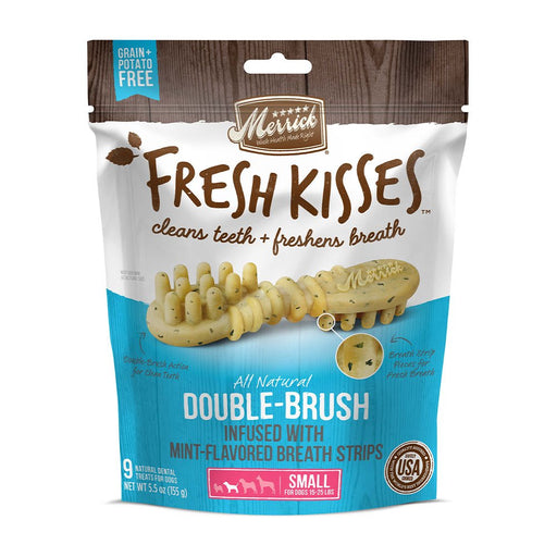 Photo of Merrick Pet Care-Merrick Fresh Kisses Double Brush Infused Dog Treats-Mint Breath Strip-Small-9 count-from Pet Wish Pros