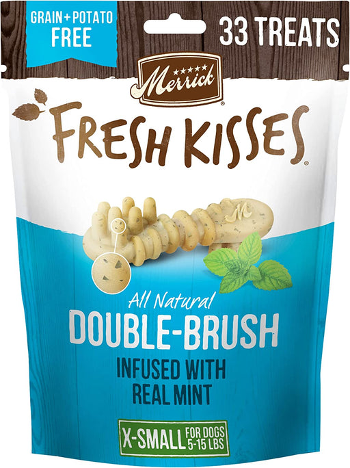 Photo of Merrick Pet Care-Merrick Fresh Kisses Double Brush Infused Dog Treats-Mint Breath Strip-X-Small-33 count-from Pet Wish Pros