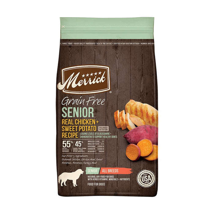 Photo of Merrick Pet Care-Merrick Grain-Free Dry Senior Dog Food-Real Chicken & Sweet Potato-10 lb-from Pet Wish Pros