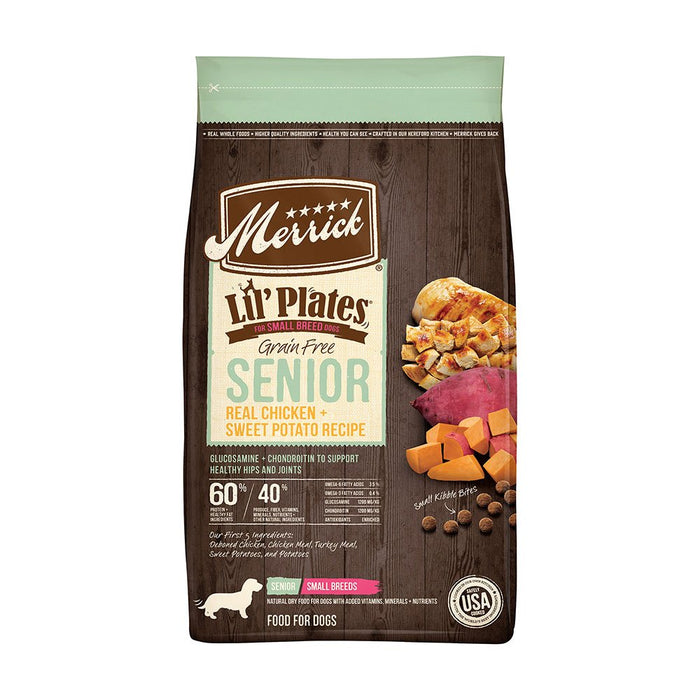 Photo of Merrick Pet Care-Merrick Lil' Plates Grain-Free Senior Small Breed Dry Dog Food-Chicken & Sweet Potato-4 lb-from Pet Wish Pros