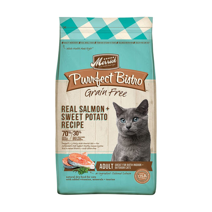 Photo of Merrick Pet Care-Merrick Purrfect Bistro Grain-Free Dry Adult Cat Food-Salmon & Sweet Potato-12 lb-from Pet Wish Pros