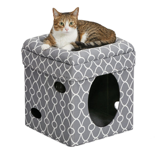 Photo of MidWest Homes for Pets-MidWest Homes for Pets Curious Cat Cube-Gray Geo-from Pet Wish Pros