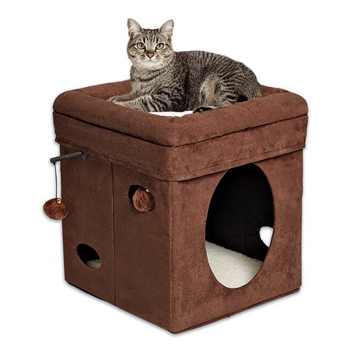 Photo of MidWest Homes for Pets-MidWest Homes for Pets Curious Cat Cube-Suede Brown-from Pet Wish Pros