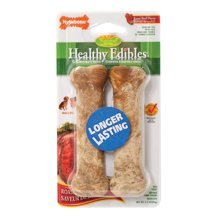 Photo of Nylabone-Nylabone Healthy Edibles Longer Lasting Treats-Regular-Beef-2 count-from Pet Wish Pros