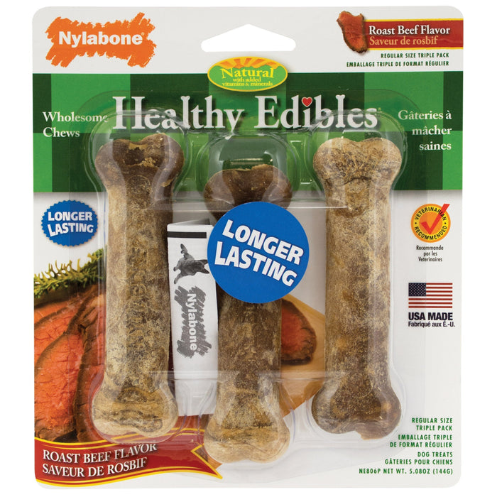 Photo of Nylabone-Nylabone Healthy Edibles Longer Lasting Treats-Regular-Beef-3 count-from Pet Wish Pros