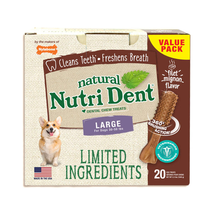 Photo of Nylabone-Nylabone Nutri Dent Limited Ingredient Dental Chews-Large-Filet Mignon-20 count-from Pet Wish Pros