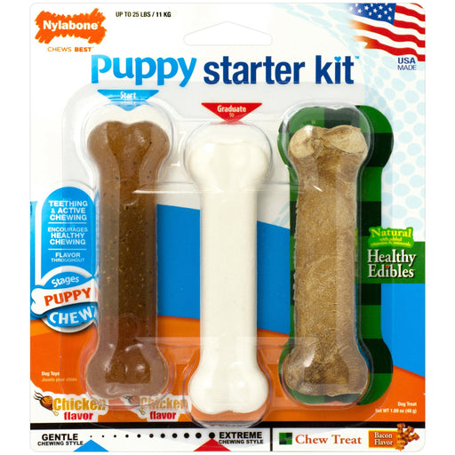 Photo of Nylabone-Nylabone Puppy Starter Kit-Small (3 count)-Chicken & Bacon-3 piece-from Pet Wish Pros