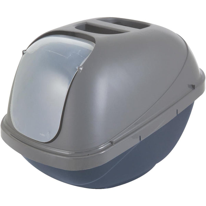 Photo of Petmate-Petmate Basic Hooded Litter Pan For Cats-Large-Blue Steel Base/Pearl Silver Hood-from Pet Wish Pros