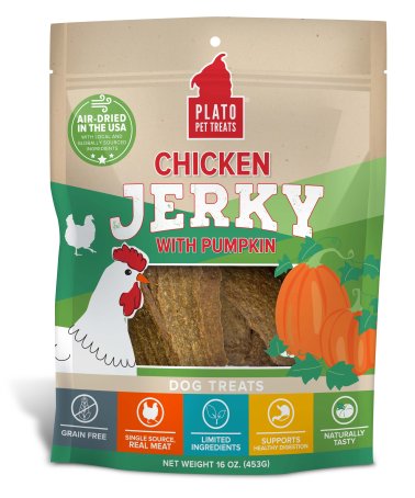 Photo of Plato Pet Treats-Plato Chicken Jerky Dog Treats-with Pumpkin-16 oz-from Pet Wish Pros