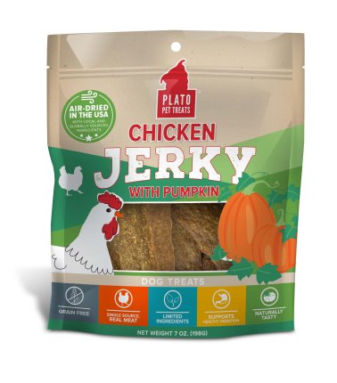 Photo of Plato Pet Treats-Plato Chicken Jerky Dog Treats-with Pumpkin-7 oz-from Pet Wish Pros