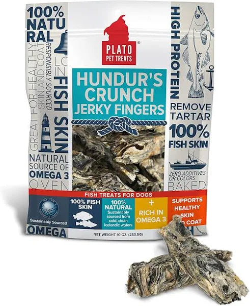 Photo of Plato Pet Treats-Plato Pet Treats Hundur's Crunch Jerky Fingers Dog Treat-Fish Skin-10 oz-from Pet Wish Pros