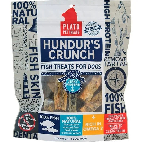 Photo of Plato Pet Treats-Plato Pet Treats Hundur's Crunch Jerky Fingers Dog Treat-Fish Skin-3.5 oz-from Pet Wish Pros