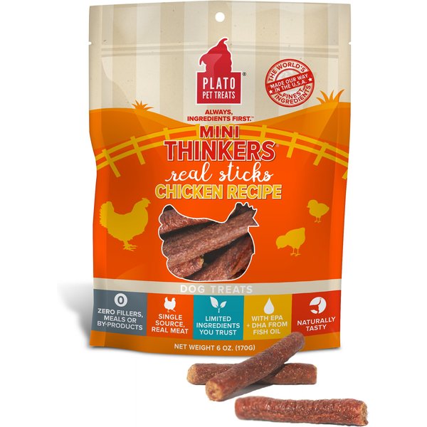 Photo of Plato Pet Treats-Plato Pet Treats Mini Thinkers Real Sticks Dog Treat-Chicken-6 oz-from Pet Wish Pros