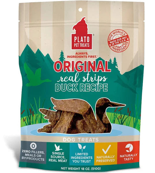 Photo of Plato Pet Treats-Plato Pet Treats Original Grain-Free Real Strips Meat Bar Dog Treat-Duck-18 oz-from Pet Wish Pros