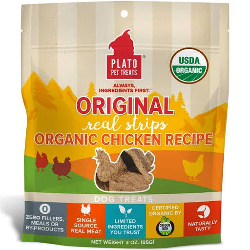 Photo of Plato Pet Treats-Plato Pet Treats Original Grain-Free Real Strips Meat Bar Dog Treat-Organic Chicken-3 oz-from Pet Wish Pros