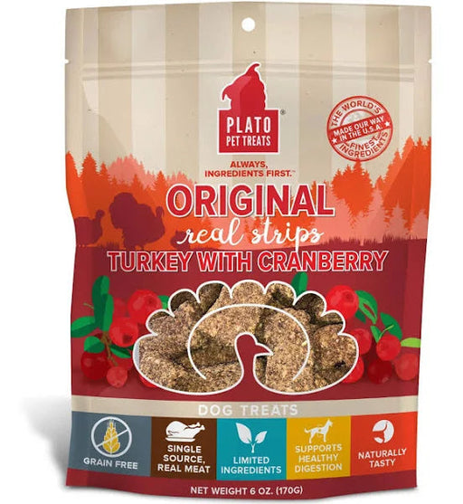 Photo of Plato Pet Treats-Plato Pet Treats Original Grain-Free Real Strips Meat Bar Dog Treat-Turkey with Cranberry-6 oz-from Pet Wish Pros