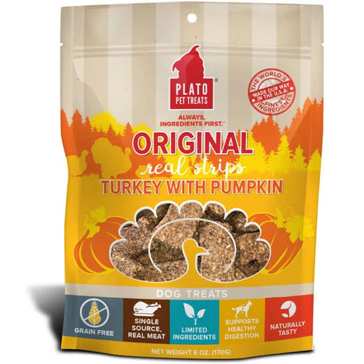 Photo of Plato Pet Treats-Plato Pet Treats Original Grain-Free Real Strips Meat Bar Dog Treat-Turkey with Pumpkin-6 oz-from Pet Wish Pros