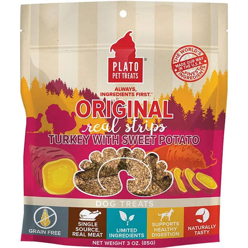 Photo of Plato Pet Treats-Plato Pet Treats Original Grain-Free Real Strips Meat Bar Dog Treat-Turkey with Sweet Potato-3 oz-from Pet Wish Pros