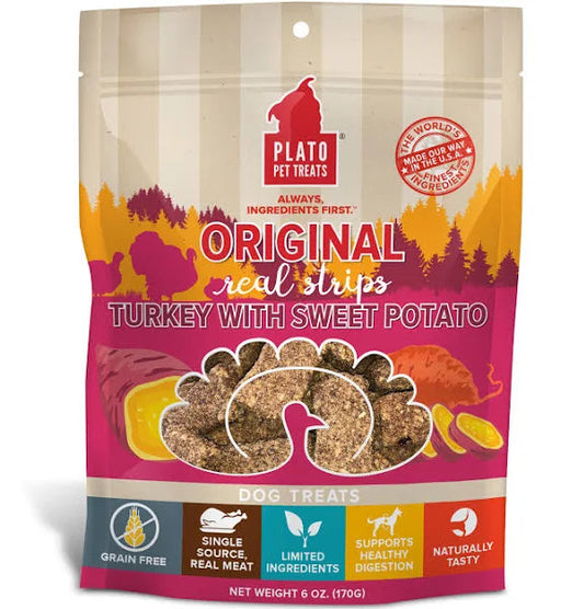 Photo of Plato Pet Treats-Plato Pet Treats Original Grain-Free Real Strips Meat Bar Dog Treat-Turkey with Sweet Potato-6 oz-from Pet Wish Pros