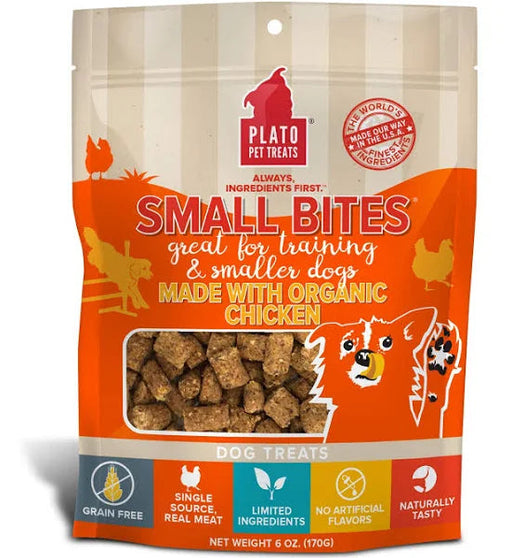 Photo of Plato Pet Treats-Plato Pet Treats Small Bites Grain-Free Meaty Morsel Dog Treat-Organic Chicken-6 oz-from Pet Wish Pros